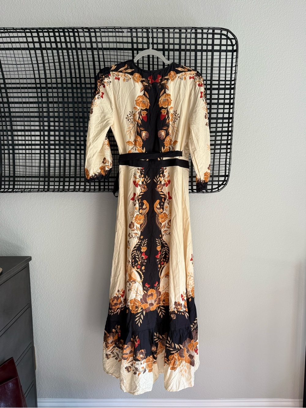Farm Rio Long-Sleeve Floral Wrap Midi Dress - Picture 8 of 9